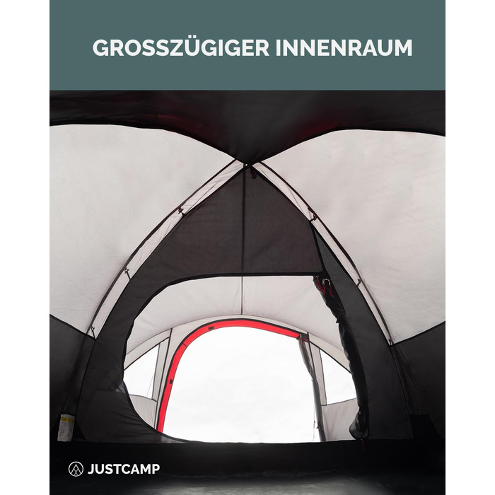 Намет для кемпінгу Scott на 4 особи, легкий, стійкий, водонепроникний - купольний намет (двостінний) із закриваючимся тамбуром - намет-іглу з вентиляційними капюшонами та москітною сіткою на спальному місці - сірий