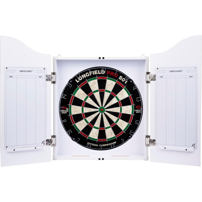 Дерев&39яна шафа для дротиків Engelhart, сизалева мішень для дротиків, включаючи 6 дротиків 18 г та аксесуари (білий колір)