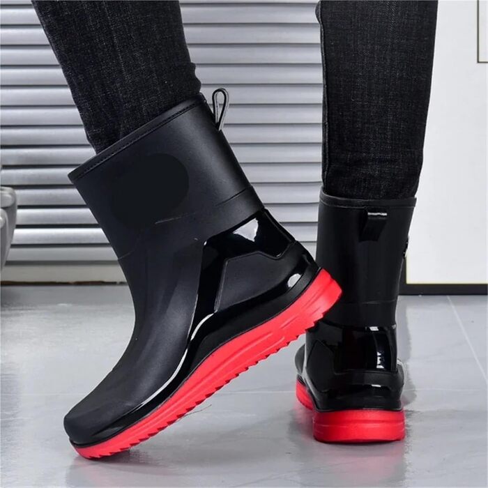 Чоловіче водне взуття, багатоцільове водонепроникне та нековзне гумове взуття, бавовняні рибальські гумові чоботи середньої довжини, повсякденні чоловічі гумові чоботи для дорослих, розмір 40, стиль 03