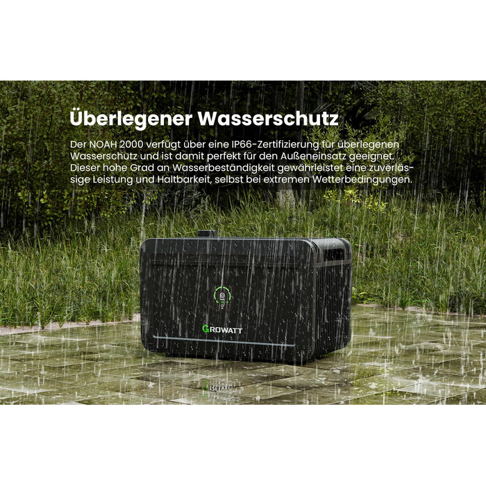 Балконна електростанція потужністю 2000 Вт з накопичувачем 4096 Втгод, Growatt NOAH 20002 з NEO 800 Вт, 4 повністю чорні двосторонні сонячні модулі 500 Вт, повний комплект аксесуарів, plug & play (0 ПДВ) без монтажного кронштейна
