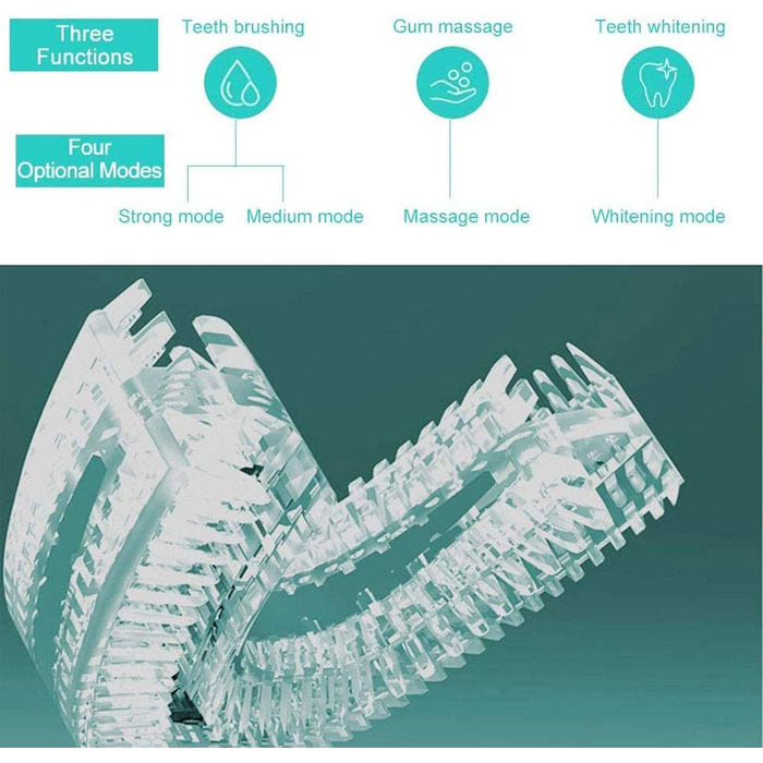 Електрична ультразвукова зубна щітка 360 Автоматична зубна щітка Повністю автоматична ультразвукова U-подібна інтелектуальна чистяча зубна щітка Дитяча зубна щітка Звукова зубна щітка бездротова (біла)