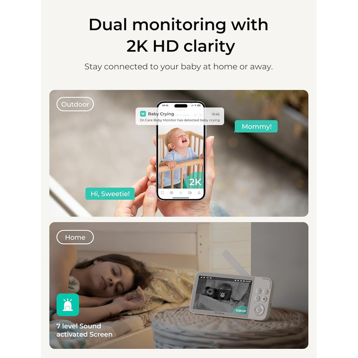 5 1080P HD, 2K Camera, App Control, Motion & Cry Alarm, Night Vision, 5000mAh, Two-way Audio, 390m Range, 5 1080P HD, 2K Camera, A
