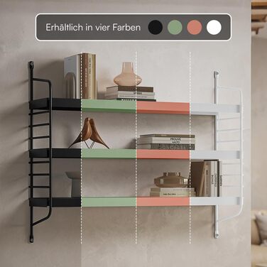 Металева настінна полиця skølm Mimir Плаваюча теракотова полиця Підвісна полиця з 3 регульованими полицями Модульна полиця-струна Вузька металева полиця для вітальні/кухні/ванної кімнати Сучасна кухонна полиця