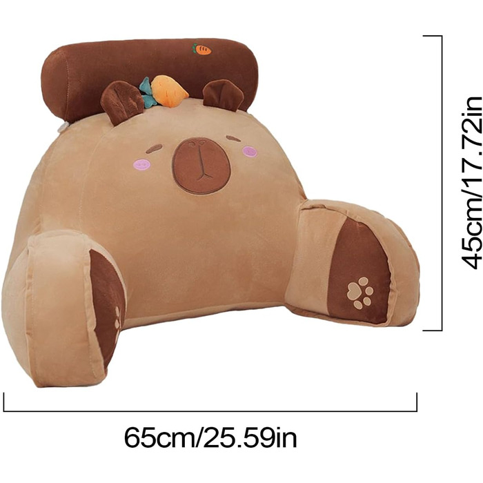 Подушка для ліжка Capybara з підлокітниками, ергономічна подушка для спини ліжка, з підлокітниками, подушка для підтримки спини, мила прикраса кімнати для ігрових крісел