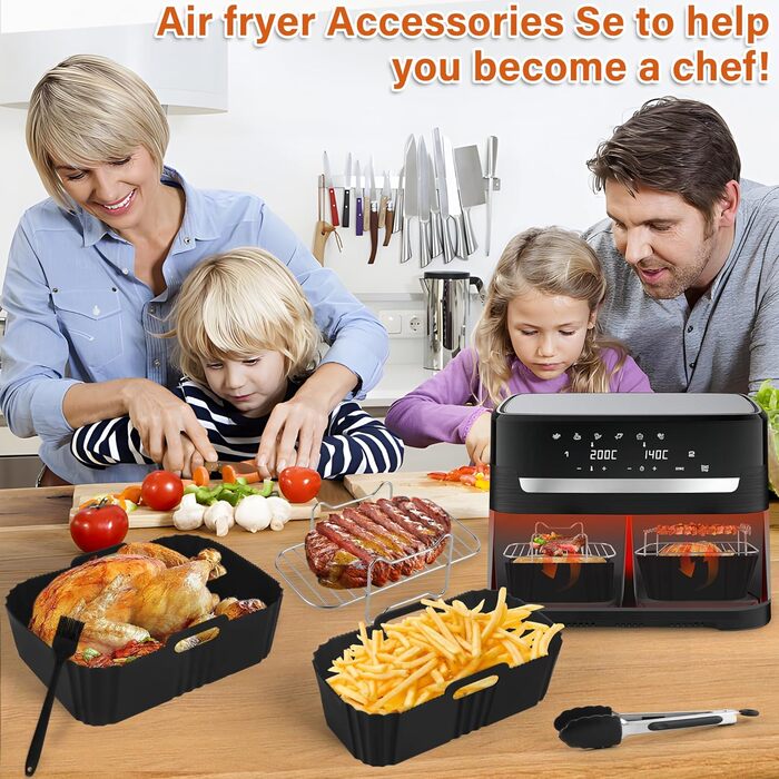 Аерофритюрниця з силіконовою формою для фритюрниці Tefal 5.2 л/3.1 л, аксесуари для великої та меншої фритюрниці, сумісні з фритюрницею Tower T17099 5.2 л/3.1 л, Lakeland 5 л/3 л і Salter Ek5729