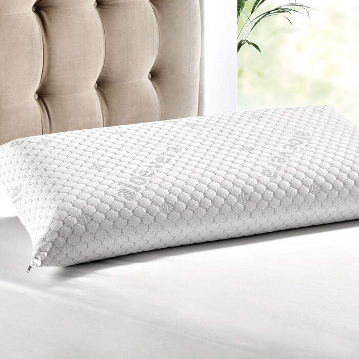 Віскоеластична подушка з обробкою з алое вера, середньої жорсткості, зі срібними нитками та подвійним чохлом для відпочинку та комфорту. 70x35 см (упаковка з 2 шт.)