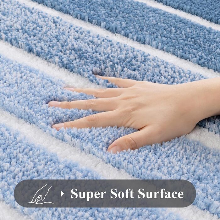 Комплект килимків для ванної SHACOS, 3 предмети, нековзний килимок для ванної, синій, м&39які килимки для ванної, водопоглинаючий килимок для душу, комплект килимків для ванної, що миються, 40x6050x8050x60 см, 40x6050x80U50x60 см, синій