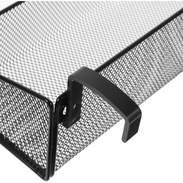 Підвісний кошик для зберігання речей для органайзера біля ліжка з гачками, металевий, чорний, універсальний підвісний кошик для гуртожитку, спальні та офісу, 12x12x9 см, чорний, 27.00x12.00x9.00 см