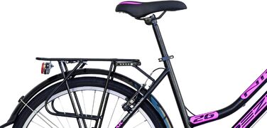 Дюймовий велосипед для дівчаток, жіночий велосипед, дитячий велосипед, молодіжний велосипед, міський велосипед з 21 швидкістю, чорно-рожевий, 26-