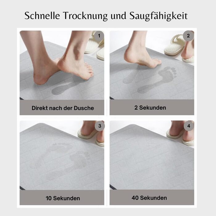 Килимок для ванної з ефектом каменю, швидковисихаючий Килимок для ванної кімнати 60x39 см Нековзний килимок для душу Поглинаючий килимок для ванної Килимок для зливу води Килимок для ванної кімнати сірого кольору для ванної кімнати та душу