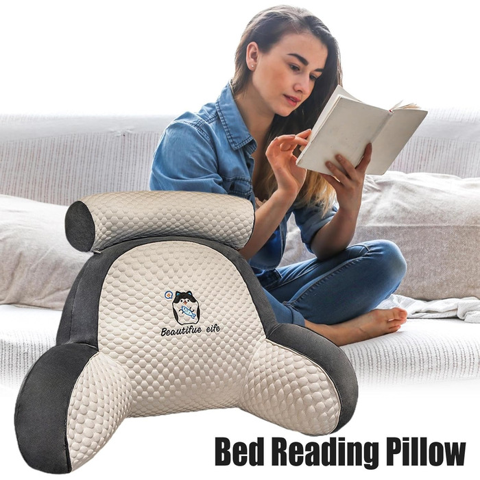 Подушка для читання в ліжко, подушка для читання та відпочинку, зручна подушка з підлокітниками для читання, перегляду телевізора, роботи за ноутбуком, відпочинку 60x40 см A