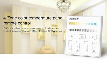 Контролер Miboxer Milight 2.4G 230V 4-зонний настінний контролер TOUCH T2 CCT/TunableWhite для світлодіодної продукції