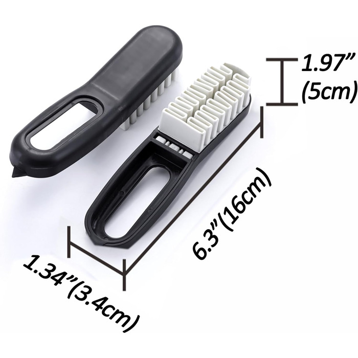 Багатофункціональна щітка для чищення взуття, м'яка гумова щетина, знімні компоненти, ідеально підходить для замші, шкіри, полотна, оксамиту, щітки для чищення взуття, чорний