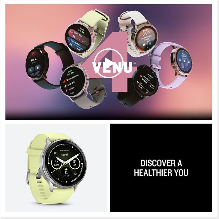 Мм - Фітнес-розумний годинник, 1.4-дюймовий AMOLED-сенсорний дисплей, до 12 днів роботи від акумулятора, понад 80 спортивних програм, ЕКГ, стан здоров&39я, фітнес-тренер, функції інвалідного візка, телефонні дзвінки, ліхтарик, сірий/сріблястий/лимонний, 4