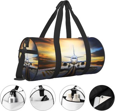 Спортивна сумка, дорожня сумка, рюкзак, з авіаційним принтом, сумка для подорожей на ніч, чорна, універсальний розмір, дорожня сумка