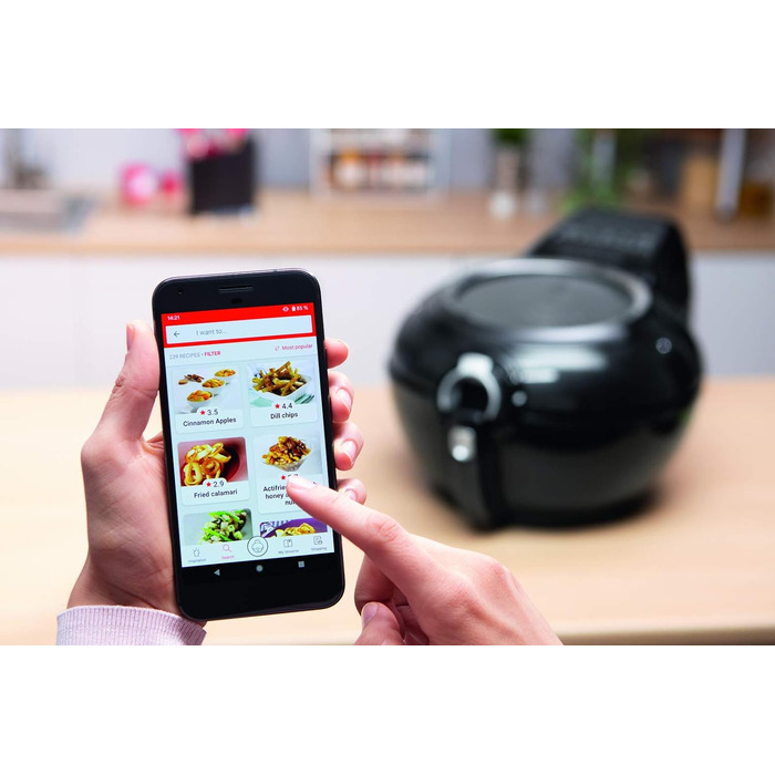 Аерофритюрниця Tefal YV9708 ActiFry Genius XL 2в1 з важелем для перемішування Переможець тесту 1,7 кг на 8 осіб 9 автоматичних меню 2 страви одночасно здорова фритюрниця без олії, чорна ActiFry Genius XL 2в1