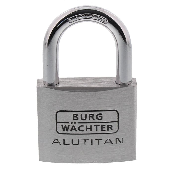 Замок навісний Burg-Wchter Alutitan 770 50 SB, алюмінієвий, дужка 8 мм, висота дужки 50 мм, 2 ключі в комплекті