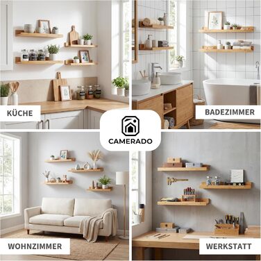 Набір з 2 бамбукових карнизів для картин Camerado, 40 см дерев&39яна настінна полиця, включаючи кришки для гвинтів, 40 см - 2 шт.