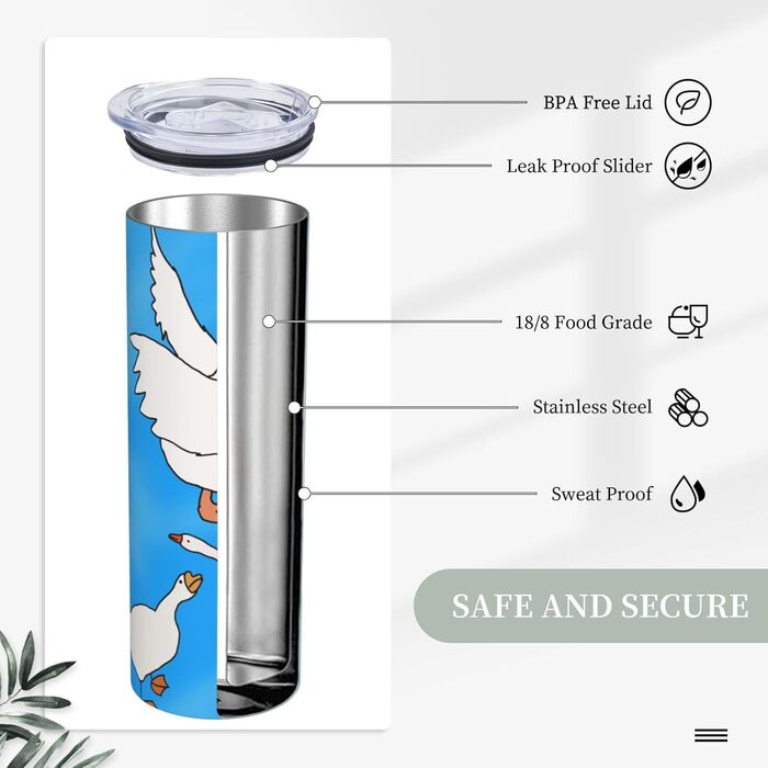 Кухоль з прямою трубочкою, 590 мл, білий гусячий будиночок, дорожній кухоль з принтом, підходить для кемпінгу, офісу та дому