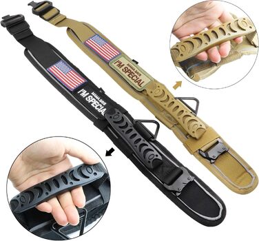 Тактичний нашийник для собак, міцний, світловідбиваючий нашийник з ручкою, широкий нашийник для середніх та великих порід, ширина 6,6 см, військовий нашийник з регульованим обхватом шиї 44-64 см, чорний