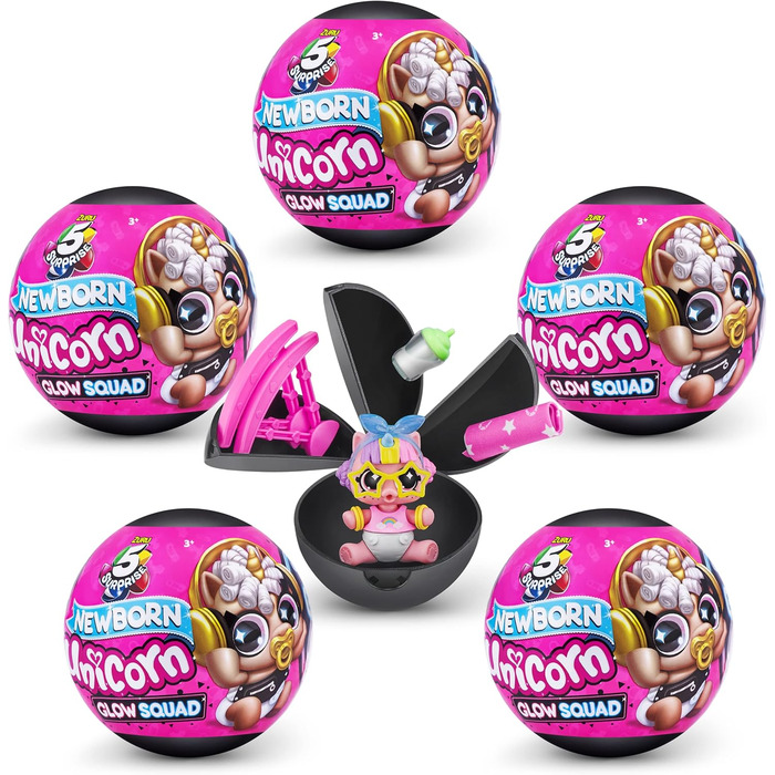 Несподіваний загін єдинорогів Серія 6 Новонароджений єдиноріг Загадковий загін Сяйва Колекційна капсула (5 шт.) Скіни X-shot, 5