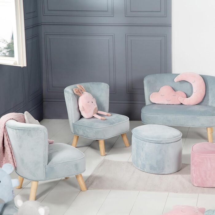 Дитяче крісло roba у модному ретро-стилі, світло-блакитне, (1 упаковка)