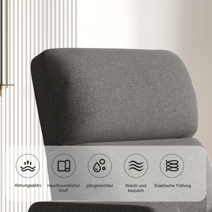 Крісло-реклайнер Devoko, крісло для телевізора з функцією відкидання, одномісне крісло-реклайнер, електричне крісло-реклайнер для вітальні, спальні, сірого кольору