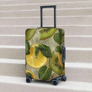 Чохол для валізи Лимон та Ківі з принтом, еластичний захист від подряпин та пилу, чорний, розмір 95