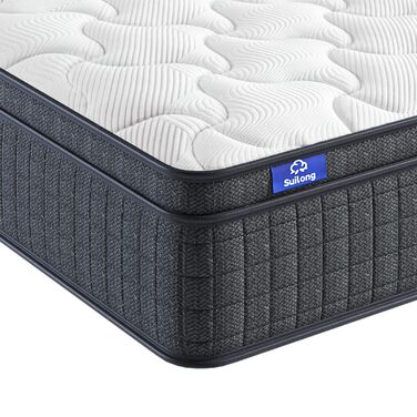 Матрац SuiLong Premium 140x200, висота 26 см, жорсткість H3, середньо-жорсткий, 7-зонний пружинний матрац із сертифікацією Oeko-Tex, ортопедичний пружинний матрац кишенькової форми з гелевим наповнювачем з ефектом пам&39яті, висота 26 см, 140 x 200 см