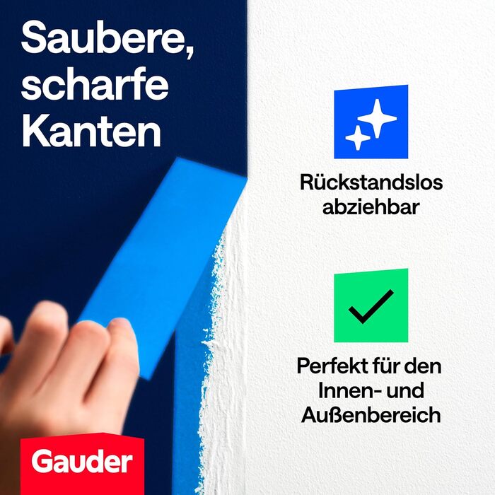 Малярська стрічка GAUDER для точних країв фарби - малярська стрічка для малярних робіт - синя малярська стрічка та малярська стрічка - малярська стрічка з паперу васі - малярська стрічка - малярська стрічка (4 рулони - 48 мм x 50 м) 48 мм x 4 рулони