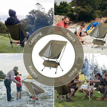 Крісло для кемпінгу Naturehike, складне портативне розкладне крісло, рибальське крісло, надлегке невелике розкладне крісло з сумкою для перенесення для кемпінгу, жовте/зелене/біле