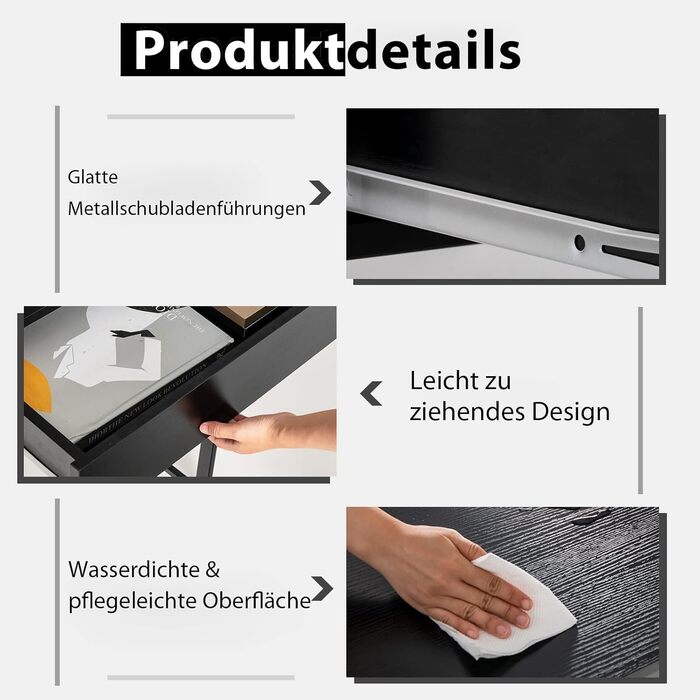 Стіл, комп'ютерний стіл з 2 шухлядами, невеликий офісний стіл, метал, промисловий дизайн, стіл для ПК для навчання, домашнього офі