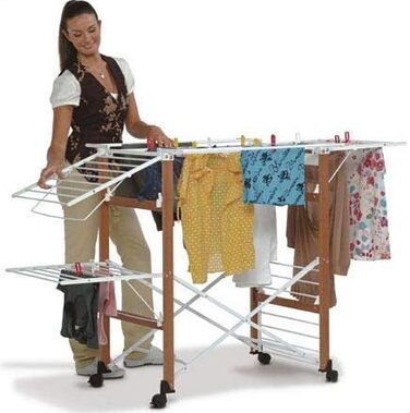 Складаний кінь для одягу, 105 x 80 x 174 см, дерево, горіх