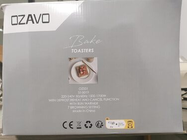 Тостер OZAVO 4 скибочки, насадка для булочок, 7 рівнів підсмажування, функція центрування, зі знімним піддоном для крихт, корпус з
