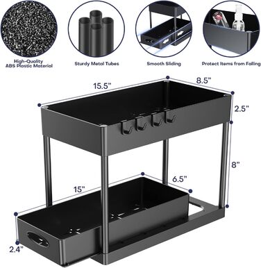 Органайзер під раковину, 2 рівні під шафою, кошик, шухляда-органайзер з гачком, під раковину, органайзер і сховище під шафою, схов