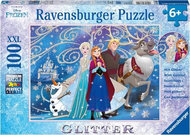 Дитячий пазл Ravensburger 136100 Disney Frozen Glittering Snow 100 елементів XXL - пазл для дітей від 6 років - з блискітками. Дит