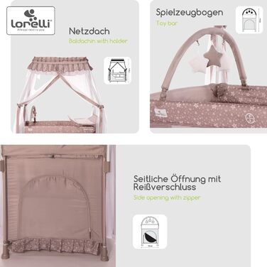 В-1 Дитяче ліжко та манеж, Ліжко-балдахін Magic Sleep з 2 рівнями, Дитяче ліжко від народження, Ліжко для подорожей, Пеленальний килимок, Колеса, Сумка, Світло-блакитний, 3-