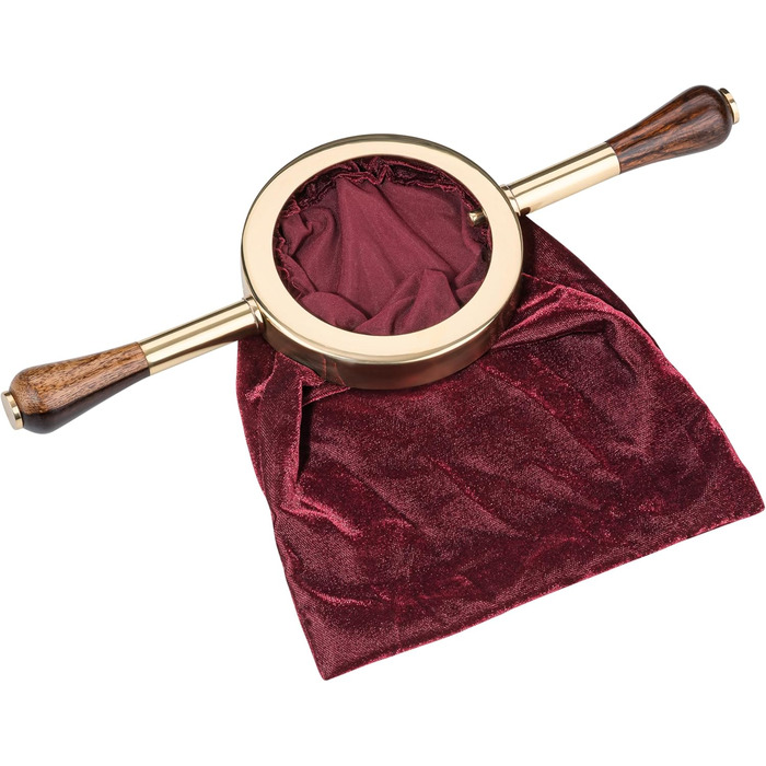 Оксамитовий мішок для збору пожертв бордового кольору, Ø 13 см, з дерев&39яною ручкою та латунним кільцем високоякісний мішок для збору пожертв для церкви або збору пожертв від MaMeMi Premium