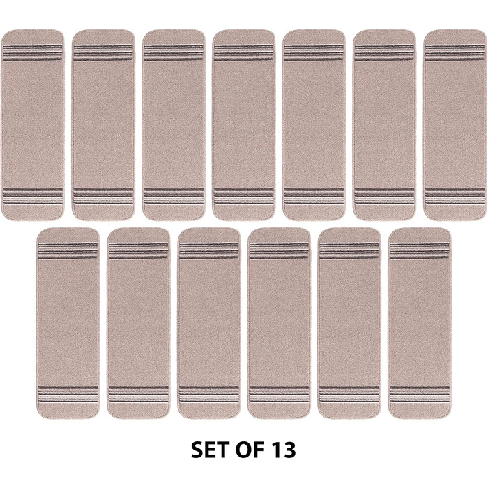 Килимки для сходів CAMILSON Нековзні килимові накладки для використання всередині та зовні приміщень Сходинки для домашніх тварин (Набір з 13 шт., бежева лінія)