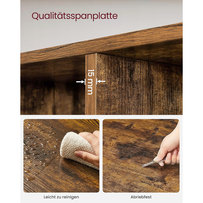 Відкрита книжкова полиця з 10 відділеннями, багаторівнева полиця, система зберігання для декору, фотографій, рослин, вітальня, спальня, кабінет, 29 x 129,5 x 129,5 см, вінтажний коричневий LBC10BX