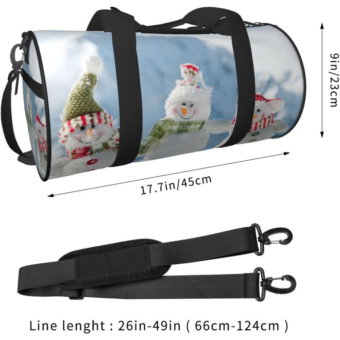 Спортивна сумка, дорожня сумка, зимовий принт Сніговик, сумка для ночівлі, чорна, універсальний розмір, сумка для подорожей