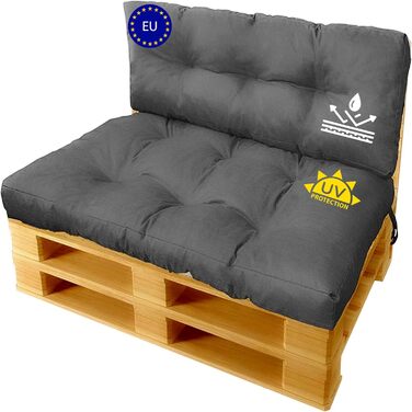 Катексна подушка для піддонів Внутрішній/зовнішній диван Pallet Comfort Зовнішній брудо- та водовідштовхувальний чохол для піддонів Pallet Pad Подушка для сидіння для європіддонів (комплект 2 120x80120x40см N)