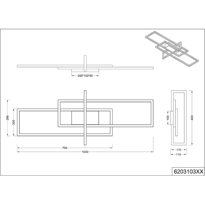 Стельовий LED-світильник Trio Leuchten Salinas 620310332, матовий чорний метал, 34 Вт, з функцією Switch Dimmer