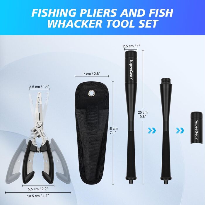 Рибальські щипці та набір інструментів Fish Whacker, багатофункціональні щипці для зняття гачка та стопорне кільце, подарунок для рибалки для чоловіків Прісноводна та морська риболовля