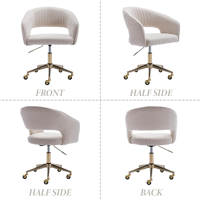 Регульоване офісне крісло Chairus з шенілу для домашнього використання, обертове комп&39ютерне крісло, сучасне туалетне крісло, письмове крісло з відкритою спинкою (бежевий)