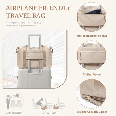 Жіноча дорожня сумка VNINE, ручна поклажа, спортивна сумка, сумка для вихідних, розширювана сумка для плавання, водонепроникна дорожня сумка, лікарняна сумка, сумка для пологів, бежевий колір