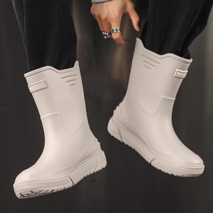 Водне взуття, гумові чоботи, гумові чоботи, чоловічі, європейський стиль, нековзні, для кухні, активного відпочинку, риболовлі, подорожей та походів, розмір 2, білі, 40 2/3 EU