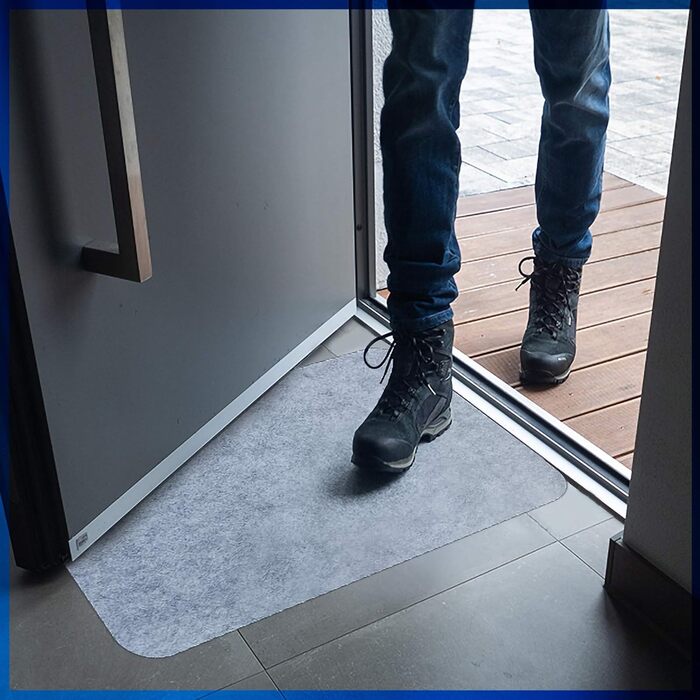Килимок для бруду - СУПЕРТОНКИЙ 2 мм, Самоклеючий килимок для дверей, Килимок для взуття, Килимок для дверей, Килимок для очищення, Монтажний килимок, Нековзний - Миється - Сірий, Різні розміри (75 x 119 см)