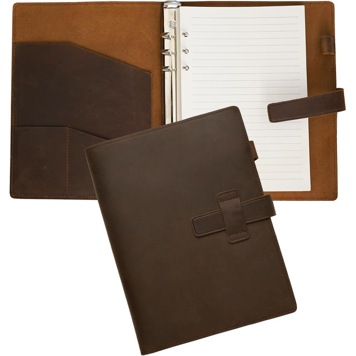 Шкіряна папка-реєстратор A5 з можливістю багаторазового заповнення, блокнот на 6 кілець, багаторазовий, на 120 сторінок, щоденник подорожей та щоденник із натуральної шкіри, подарунки для чоловіків та жінок, художники, коричневий