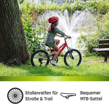 Велосипед Galano FS180 18 дюймів для дітей віком від 5 років, дитячий велосипед, гірський велосипед для хлопчиків та дівчаток, повнопідвісний велосипед для дітей, гірський велосипед унісекс, легкий, велосипед для хлопчиків та дівчаток, чорний/червоний, 28